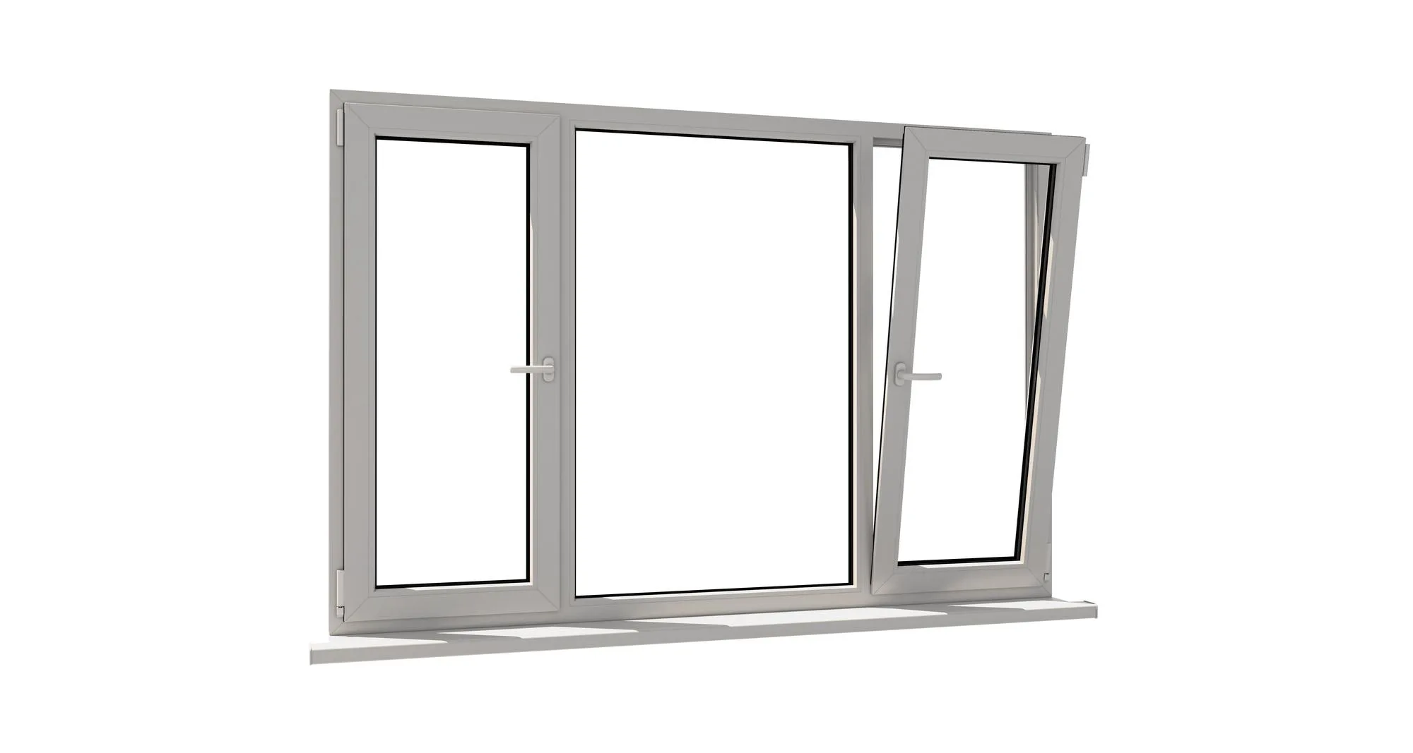 ventana oscilante Window. Isolated window. Aluminum window. White window. Pvc window